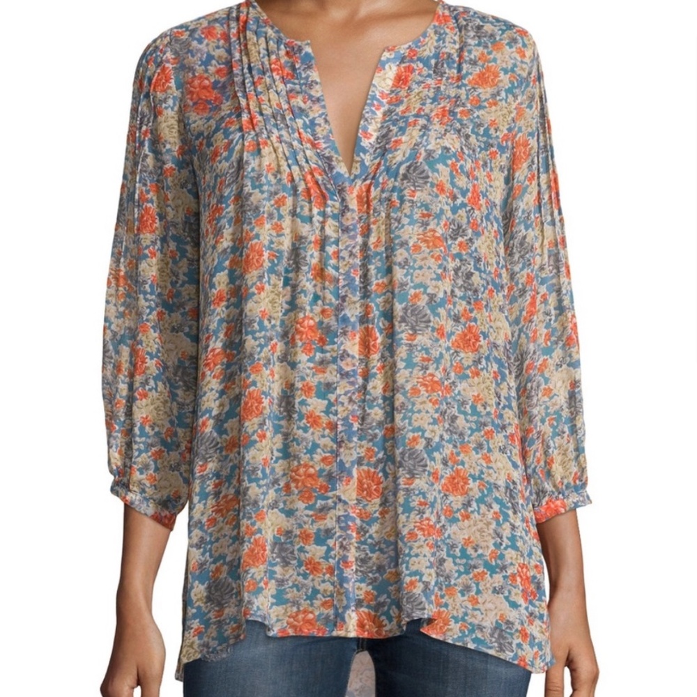 Joie Floral Print Silk Blouse Medium